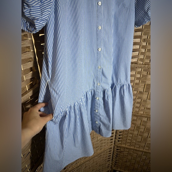 J. Crew Striped Bubble-Sleeve Button-Front Shirt Dress - Size 14 - Picture 8 of 14